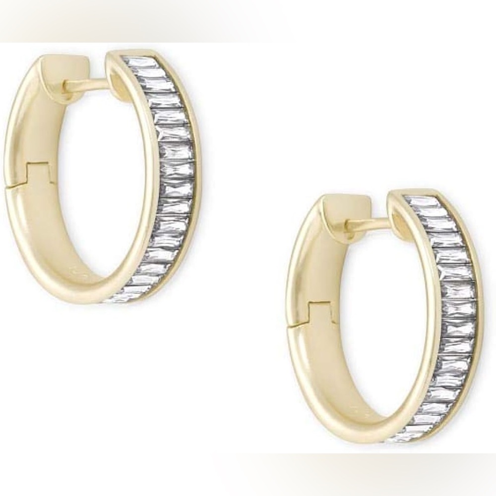 Kendra Scott Gold Jack Hoop Earrings in White Crystal